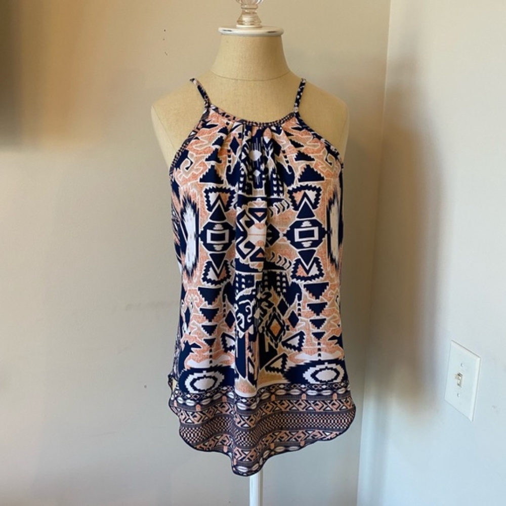 Blue pink white tank